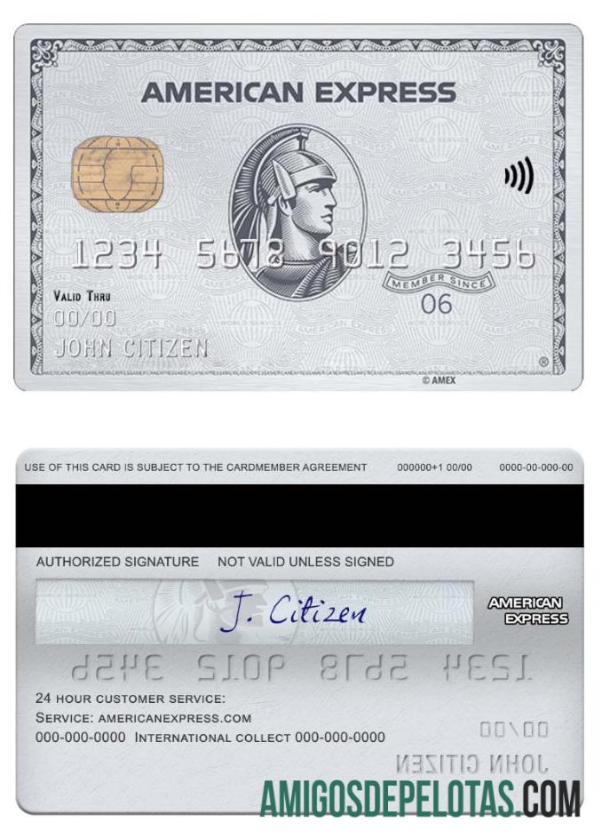 Cartão Amex Platinum dos EUA NAB Bank amostra